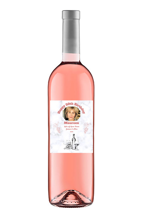 Personalised Rose Wine Bottle Label - Photo Design