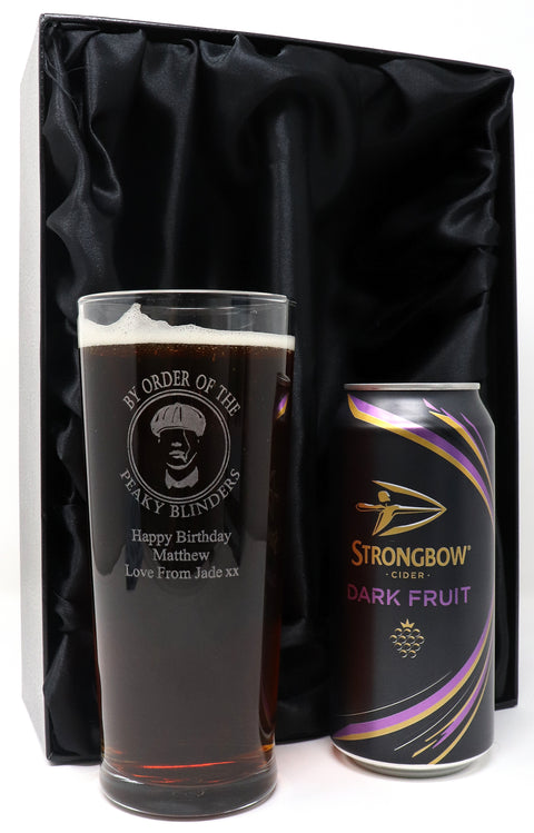 Personalised Pint Glass & Beer/Cider Gift Set - Peaky Blinders Design