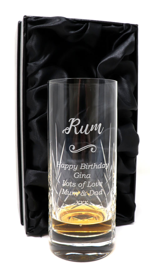 Personalised Crystal Highball Glass - Rum Design