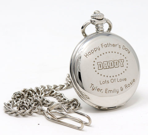 Personalised Silver Pocket Watch - Father's Day
