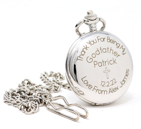 Personalised Silver Pocket Watch - Godfather Design