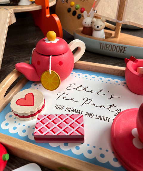 Personalised Children's Wooden Tea Tray Set