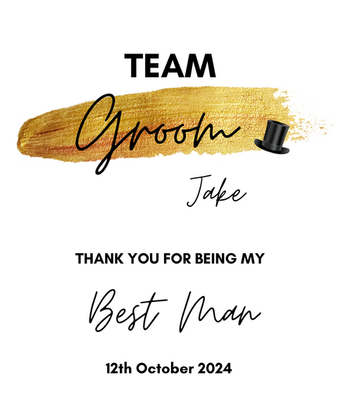 Personalised Prosecco/Wine Bottle Label - Team Groom, Best Man Thank You Design