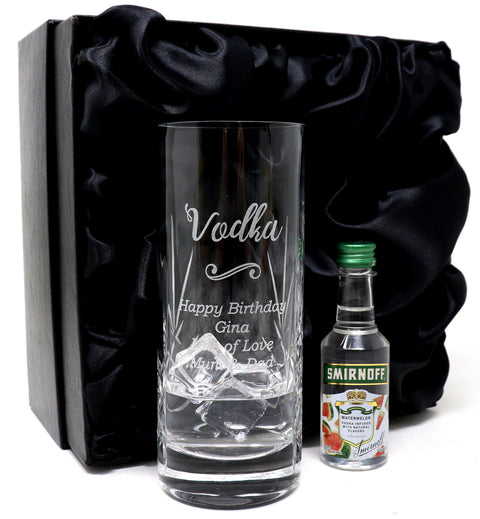 Personalised Crystal Highball Glass & Miniature - Vodka Design