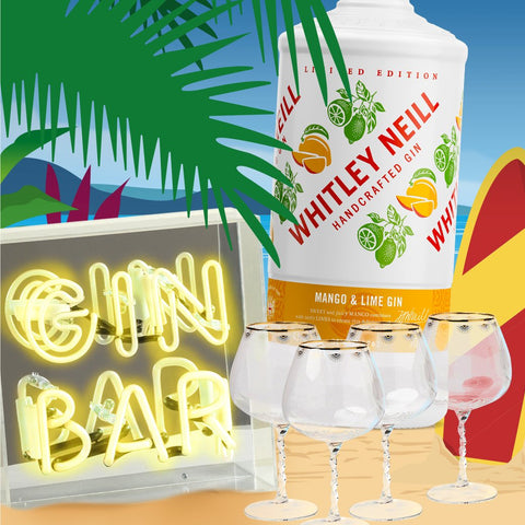 Personalised Gin Balloon Cocktail Glass & 70cl Bottle of Whitley Neill Mango & Lime Gin