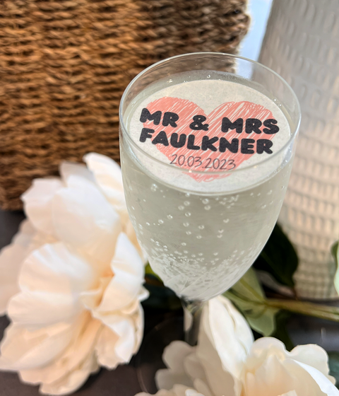 Personalised Wedding/Anniversary Heart Drink Toppers