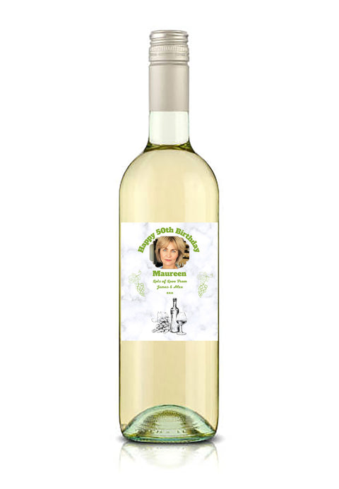 Personalised White Wine Bottle Label - Photo Design