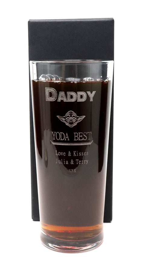 Personalised Pint Glass - Star Wars Yoda Best Design