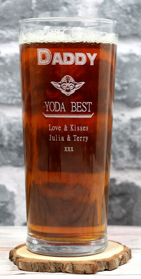 Personalised Pint Glass - Star Wars Yoda Best Design