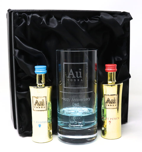 Personalised Highball Glass & Miniature Bottle - Au Vodka Label Design