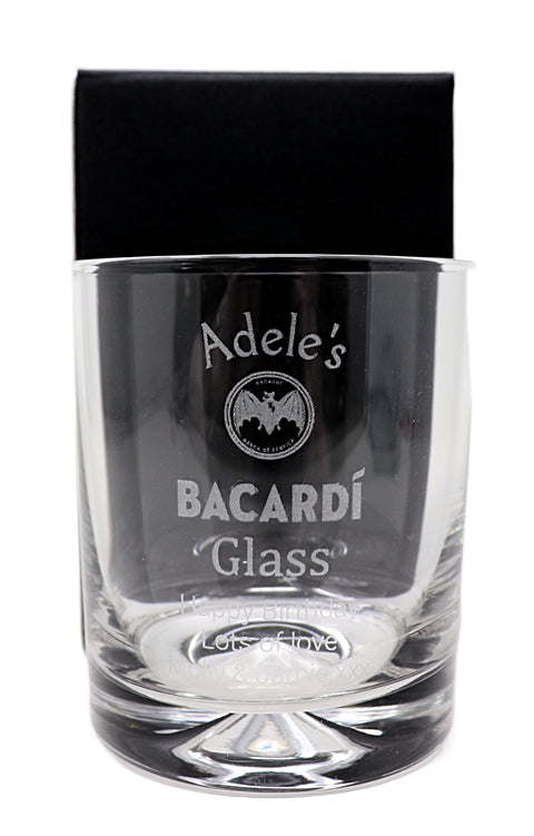 Personalised Glass Tumbler & 70cl Bacardi - Bacardi Design