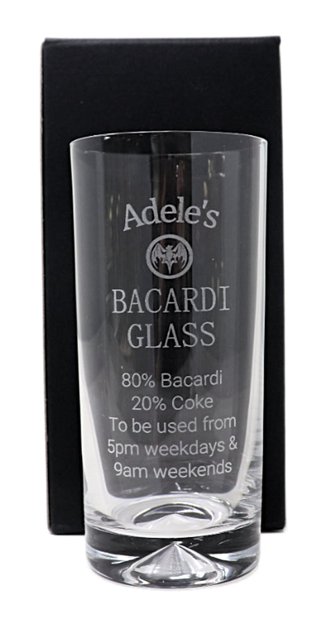 Personalised Highball Glass - Bacardi % Design