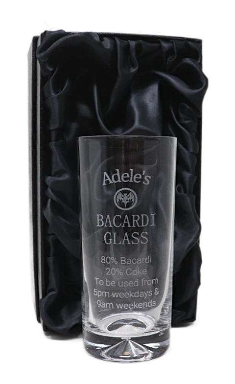 Personalised Highball Glass - Bacardi % Design