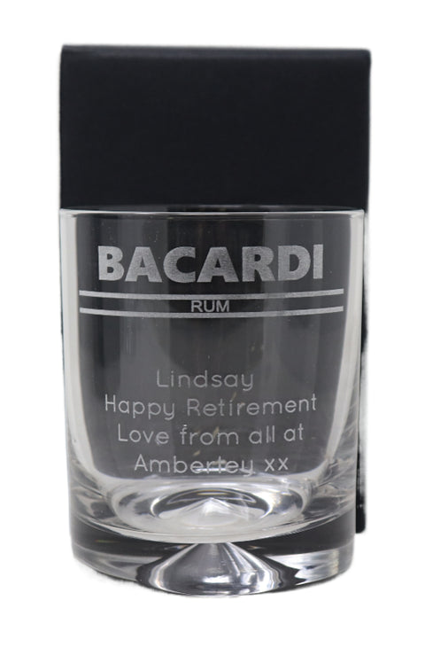 Personalised Glass Tumbler - Bacardi Banner Design