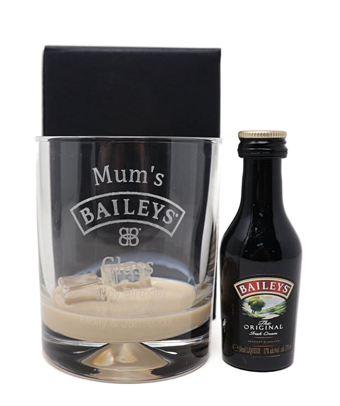 Personalised Glass Tumbler & Miniature - Baileys Design