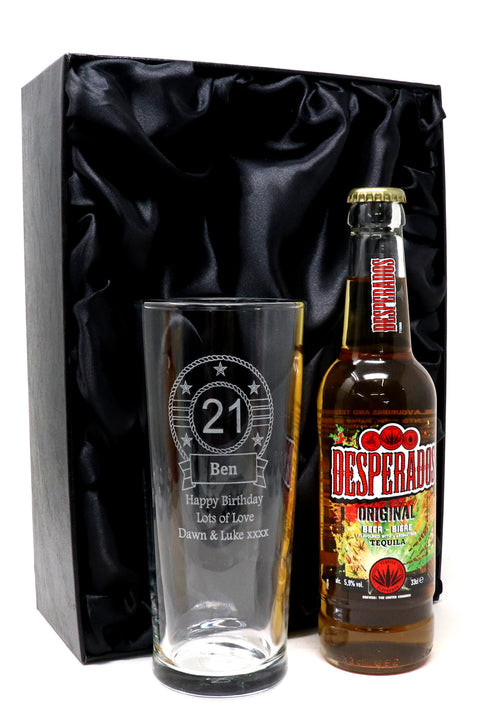 Personalised Birthday Pint Glass & Beer/Cider Gift Set