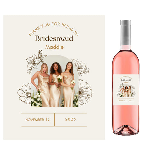 Personalised Wine Bottle Label - Bridesmaid Photo Design