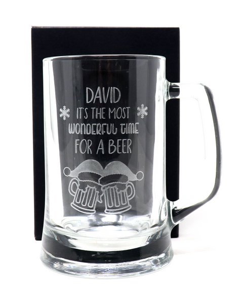 Personalised Pint Glass Tankard - Christmas Beer Design