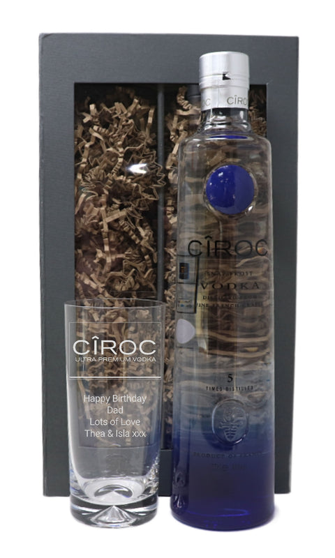 Personalised Highball Glass & 70cl Ciroc Original Vodka - Label Design