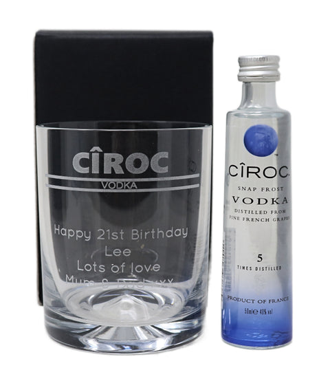 Personalised Glass Tumbler & Miniature - Ciroc Banner Design