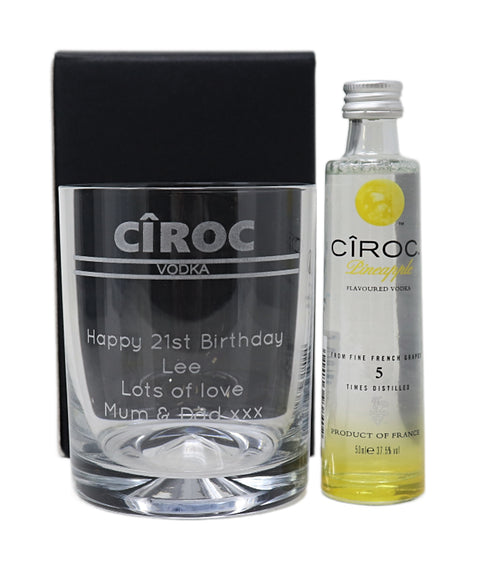 Personalised Glass Tumbler & Miniature - Ciroc Banner Design