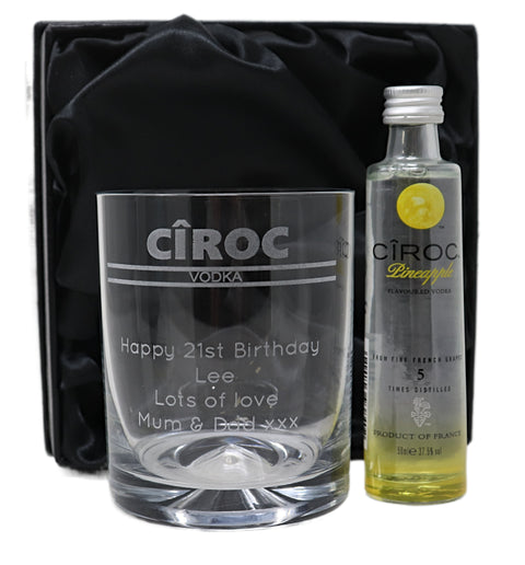 Personalised Glass Tumbler & Miniature - Ciroc Banner Design