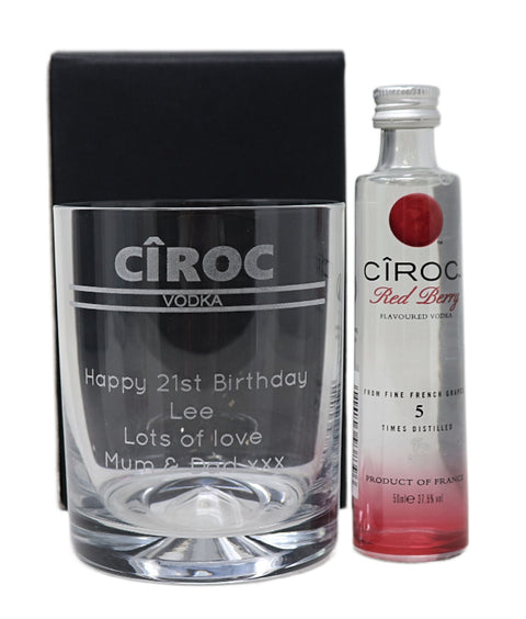 Personalised Glass Tumbler & Miniature - Ciroc Banner Design