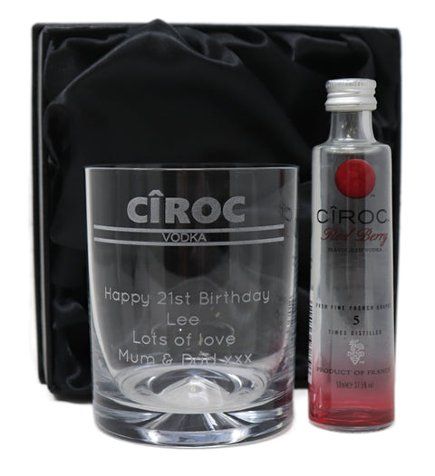 Personalised Glass Tumbler & Miniature - Ciroc Banner Design