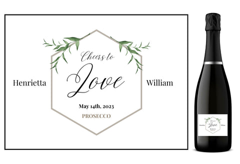 Personalised Prosecco Bottle Label - Couple Wedding Design