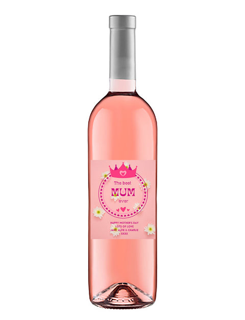 Personalised Wine Bottle Label - Mother´s Day Crown Design