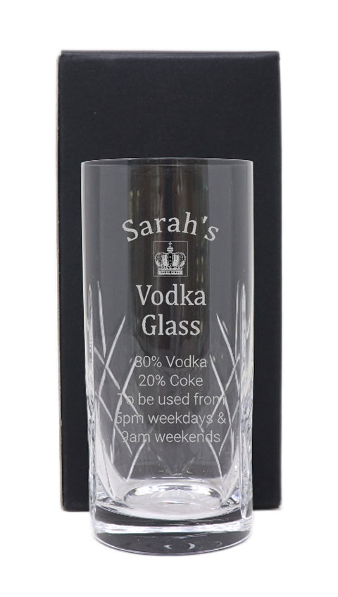 Personalised Crystal Highball Glass - Vodka % Design