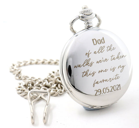 Personalised Silver Pocket Watch - Dad Walks Wedding Design