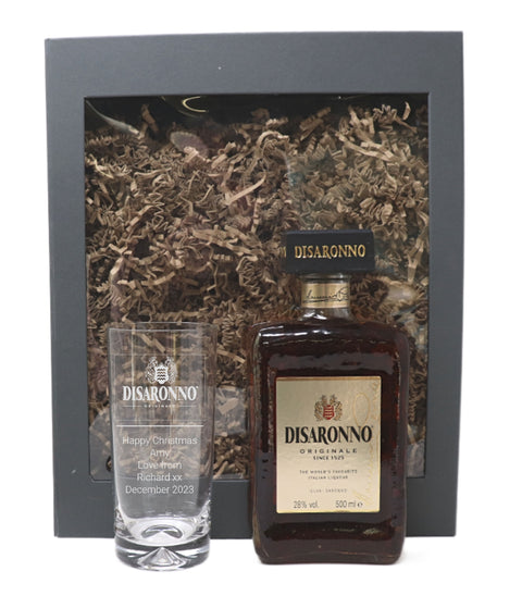 Personalised Highball Glass & 50cl Disaronno - Label Design