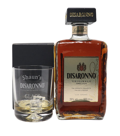 Personalised Glass Tumbler & 50cl Disaronno - Disaronno Design