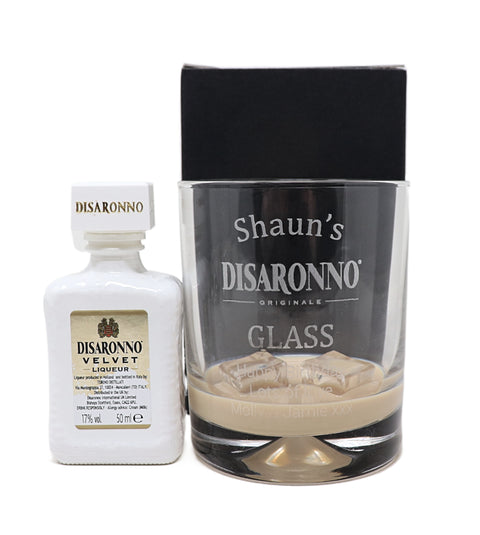 Personalised Glass Tumbler & Miniature - Disaronno Design