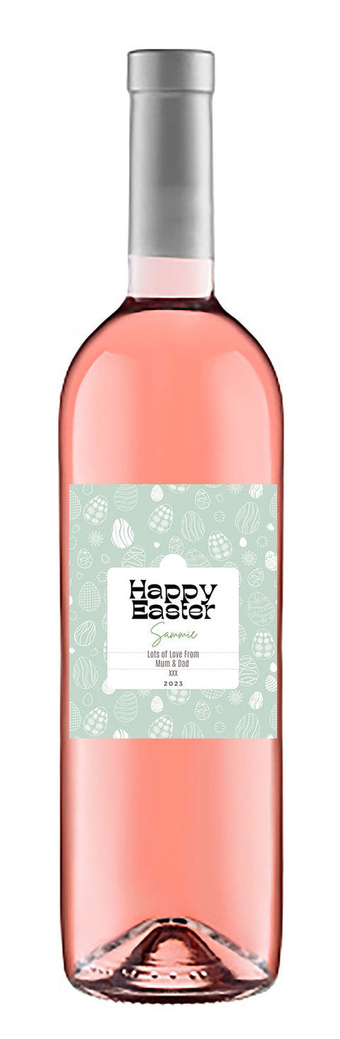 Personalised Wine Bottle Label - Easter Eggs Design