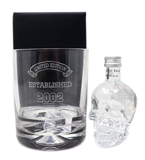 Personalised Established Birthday Glass Tumbler & Miniature Alcohol Gift Set