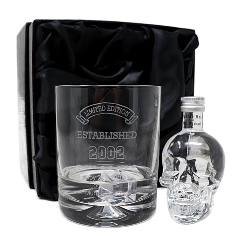 Personalised Established Birthday Glass Tumbler & Miniature Alcohol Gift Set