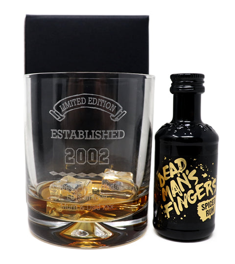 Personalised Established Birthday Glass Tumbler & Miniature Alcohol Gift Set