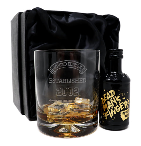 Personalised Established Birthday Glass Tumbler & Miniature Alcohol Gift Set