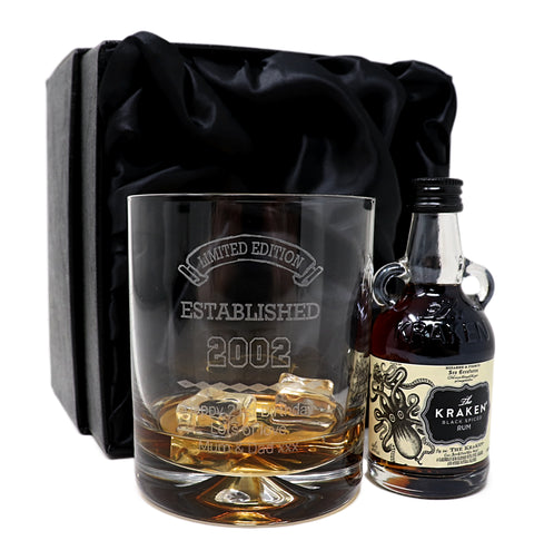 Personalised Established Birthday Glass Tumbler & Miniature Alcohol Gift Set