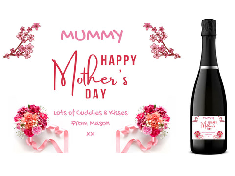 Personalised Prosecco Bottle Label - Mother´s Day Flowers Design