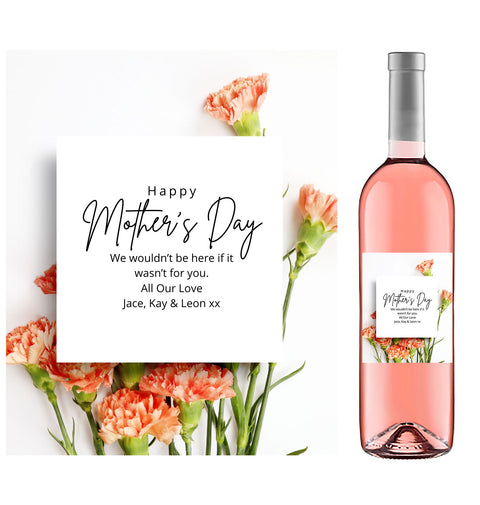 Personalised Wine Bottle Label - Mother´s Day Flowers Design