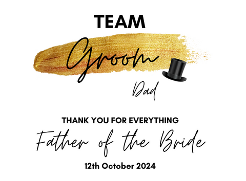 Personalised Prosecco/Wine Bottle Label - Team Groom, Father of the Bride Design