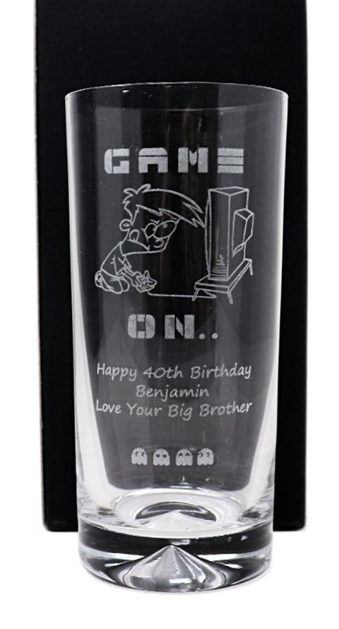 Personalised Highball Glass Gaming Gift Set - Gamer Design