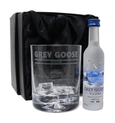 Personalised Glass Tumbler & Miniature - Grey Goose Banner Design