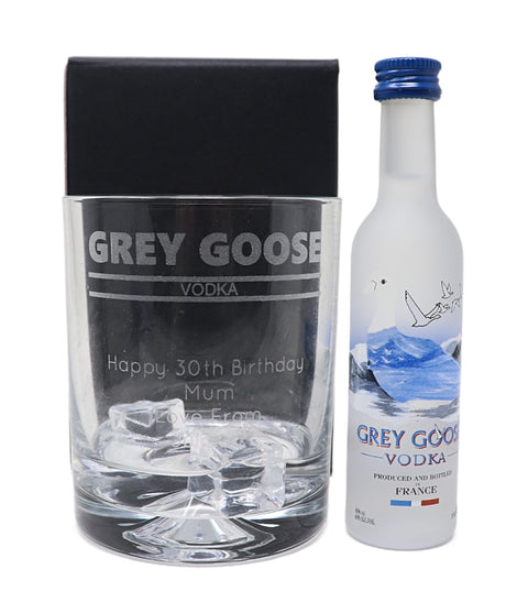 Personalised Glass Tumbler & Miniature - Grey Goose Banner Design