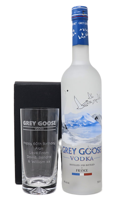 Personalised Highball Glass & 70cl Grey Goose - Banner Design