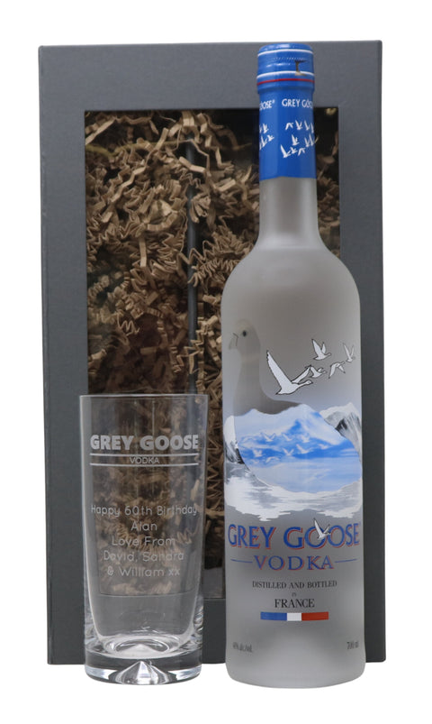 Personalised Highball Glass & 70cl Grey Goose - Banner Design