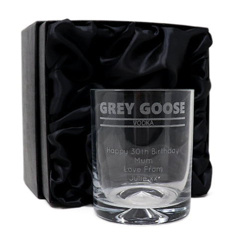 Personalised Glass Tumbler - Grey Goose Banner Design